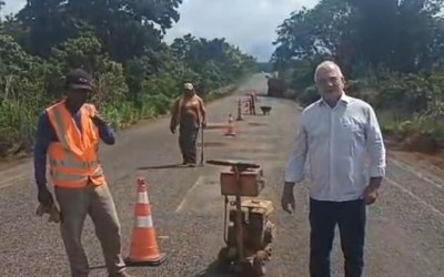 Recuperação da Rodovia MT-020 em Chapada dos Guimarães Inicia com Tapa-Buracos e Sinalização